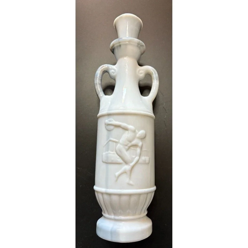 Vtg Empty McGill Jim Beam Corked Bottle DECANTER Greek Olympic Disc 1971 Ex Cond